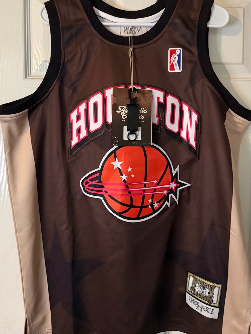 Travis Scott Astro World Houston Basketball Jersey - Brown / Tan